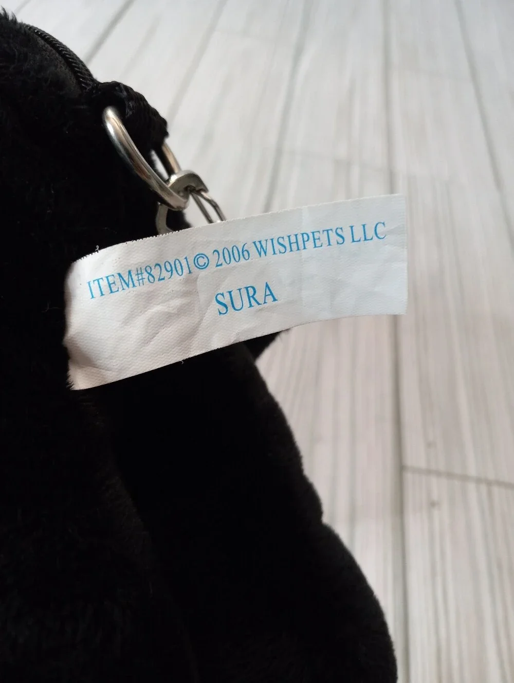 Vintage 2006 Retired Wishpets SURA Baby Black Bear Stuffed Animal Purse